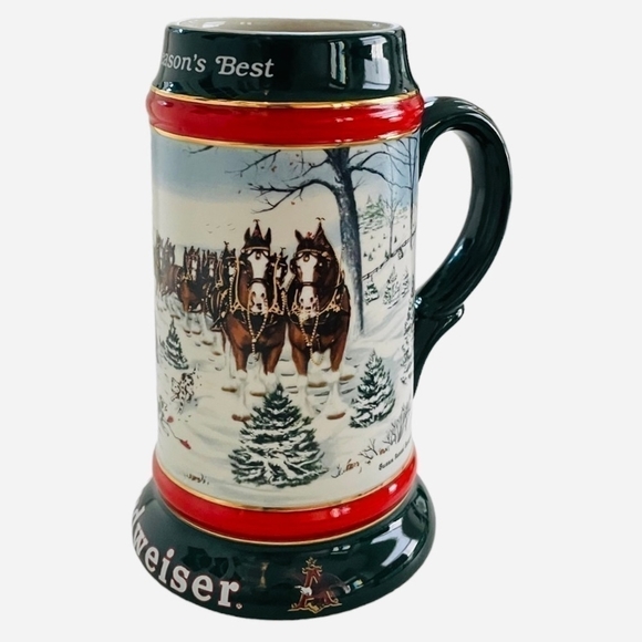 Vintage BUDWEISER The Seasons Best Holiday Beer Stein Beer Mug by Susan Sampson - Picture 2 of 6